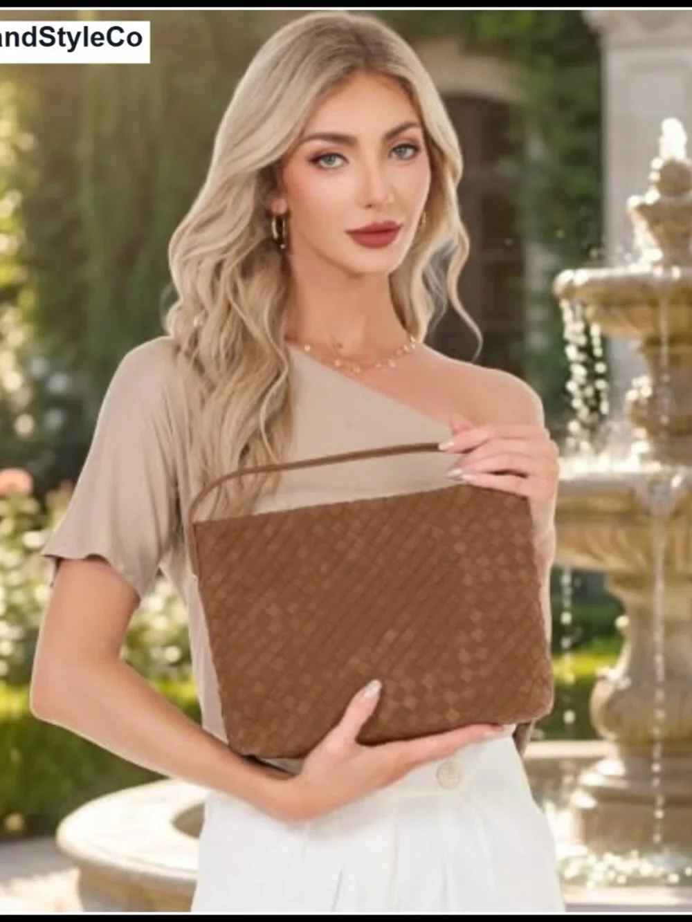 Woven Tote Bag for Women PU Leather Top Handle Shoulder Handbag Hobo Purse